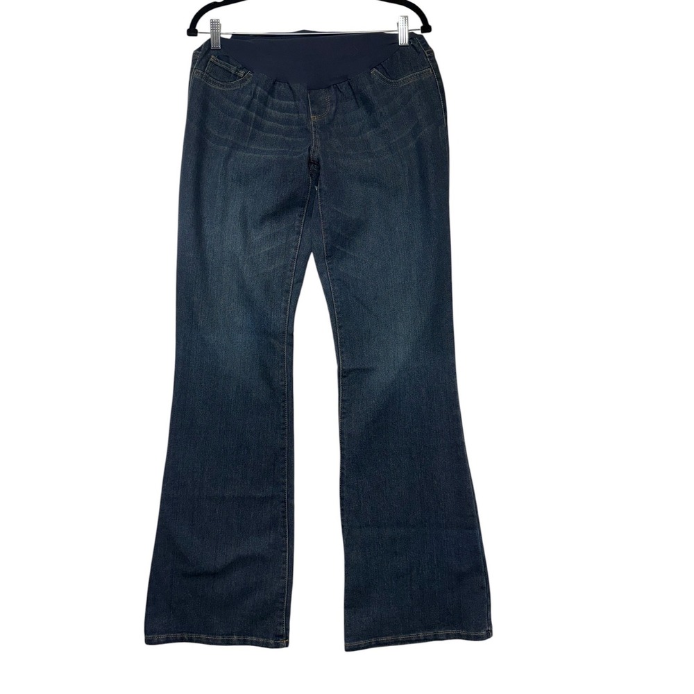 Indigo Blue Secret Fit Belly‎ Maternity Bootcut Jeans Dark Wash Large Long 97173